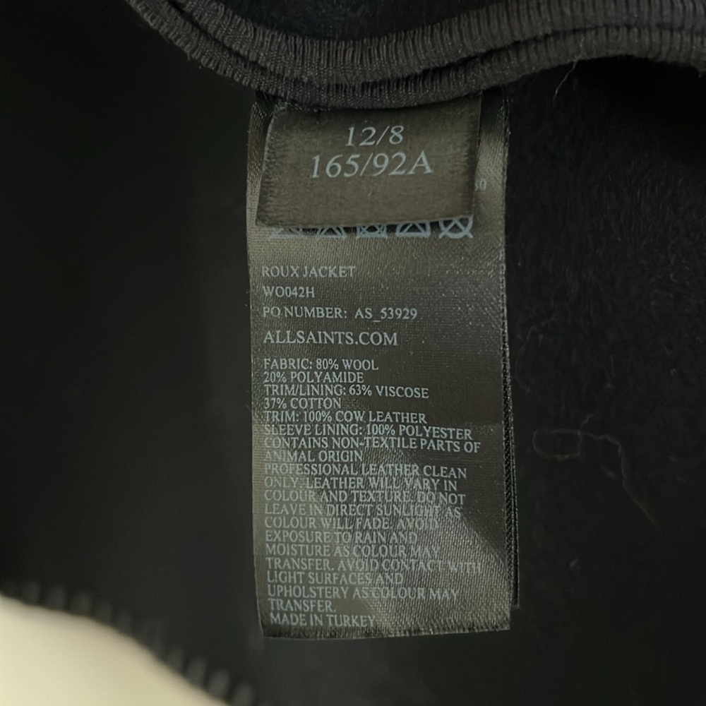 ALLSAINTS, Black Wool Roux Jacket - Picture 7 of 10
